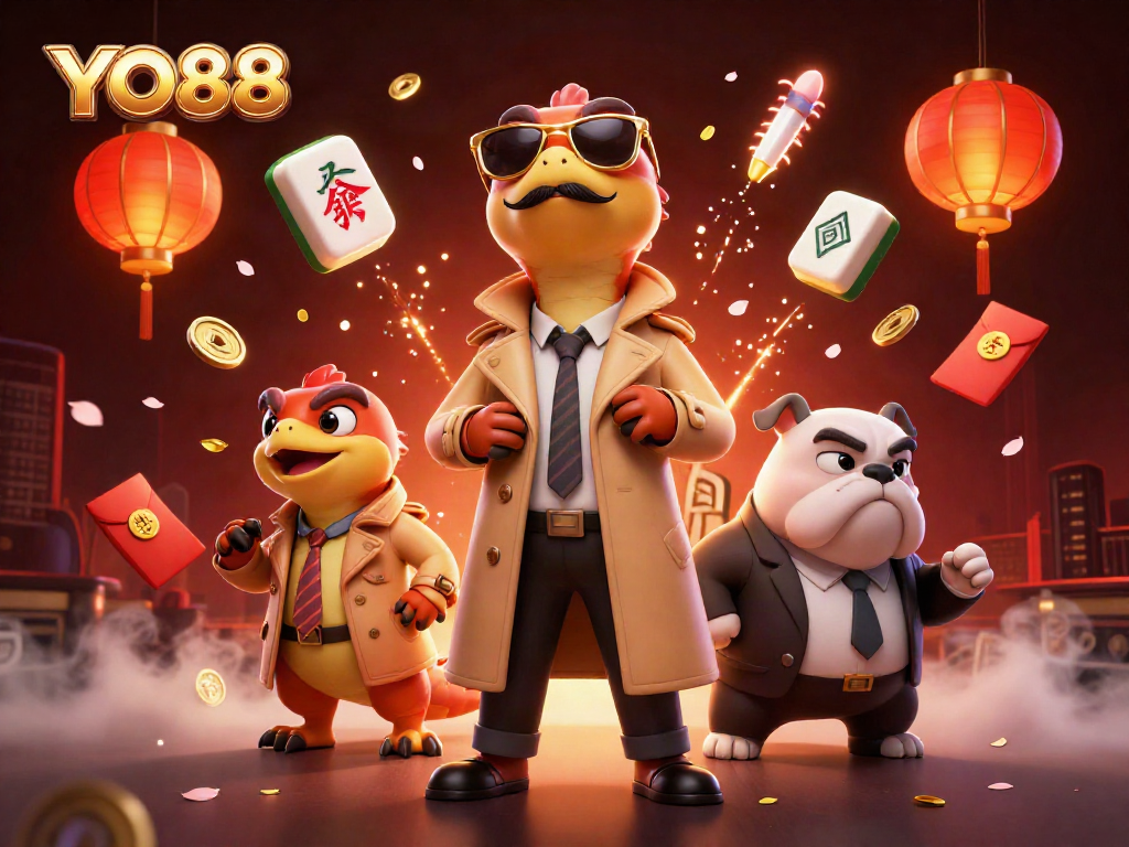 Dream up winning strategies with YO88 in a playful casino scene showcasing cartoon raptors.