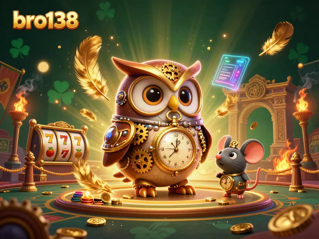 Play at bro138 for exciting slot action with engaging characters in a vibrant casino scene.