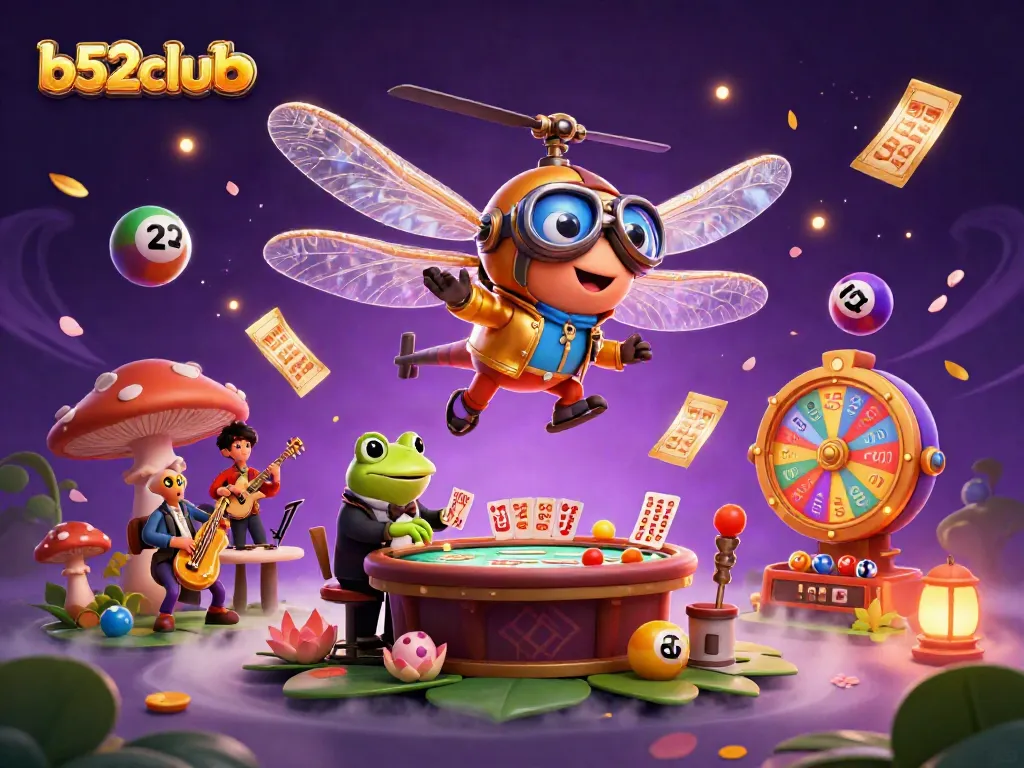 b52clubb showcases thrilling gaming moments with a vibrant casino scene full of engaging characters and magical elements.