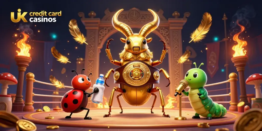 Experience the excitement of uk credit card casinos with dynamic characters and casino elements in a vibrant scene.