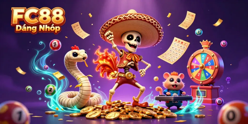 Experience fun and winning at FC88 Đăng Nhập with dynamic characters and colorful casino elements.