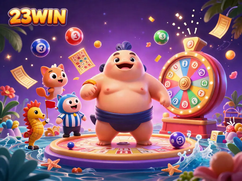 Experience the excitement of 23WIN as the fugu blowfish and friends celebrate a grand lottery event!
