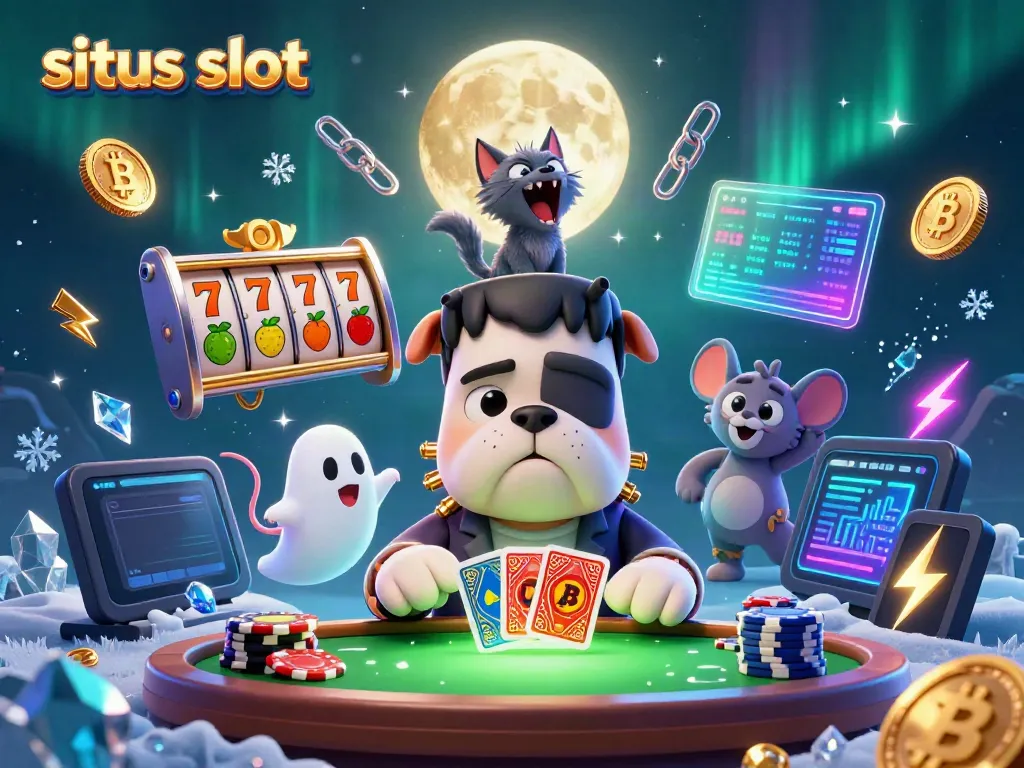 Experience situs slot action at a spooky card table with a Frankenstein bulldog and more!