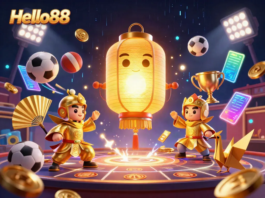 Engage in captivating gameplay at Hello88 with a vibrant casino scene teeming with action and excitement.