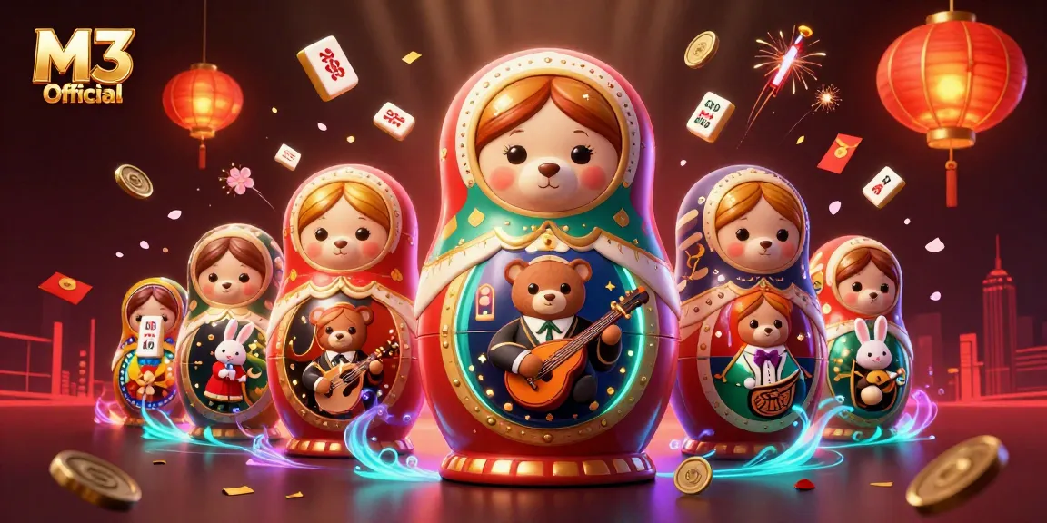 Join the fun with M3 Official as adorable casino-themed bears play in a vibrant environment.