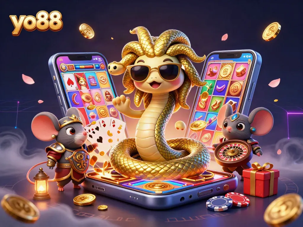 Spin reels and win big at yo88 with Medusa and a warrior mouse surrounded by exciting gaming elements.