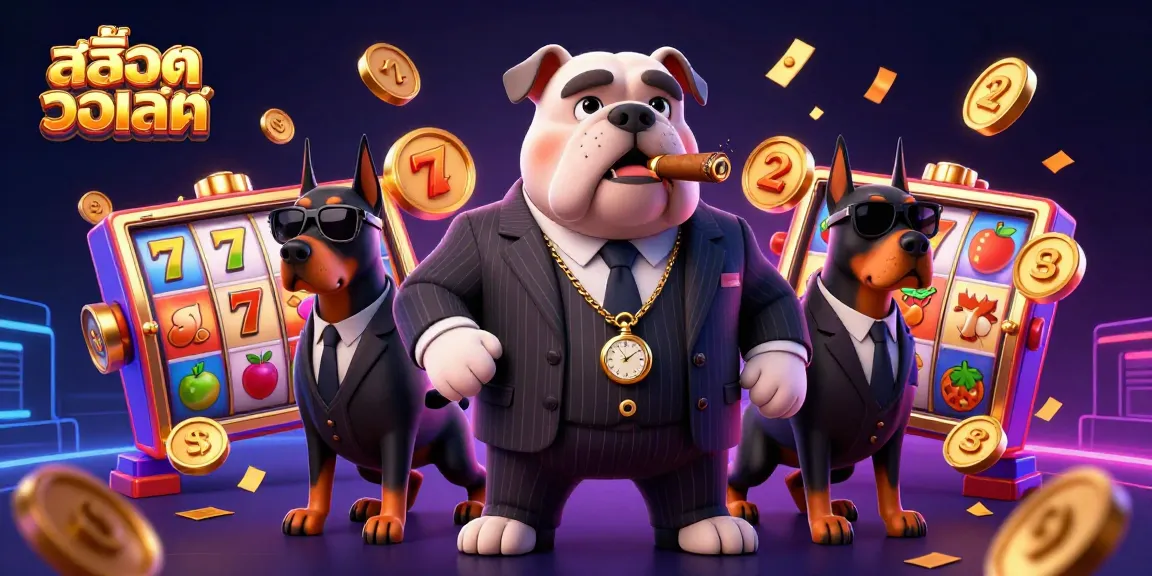 Engage in thrilling สล็อตวอเลท action with colorful slot reels and dynamic casino characters.