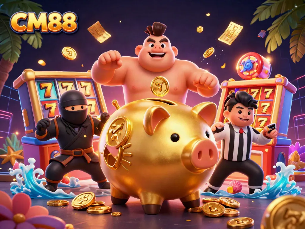 Experience CM88’s dynamic jackpot action with a playful piggy bank sumo wrestler and other fun characters!